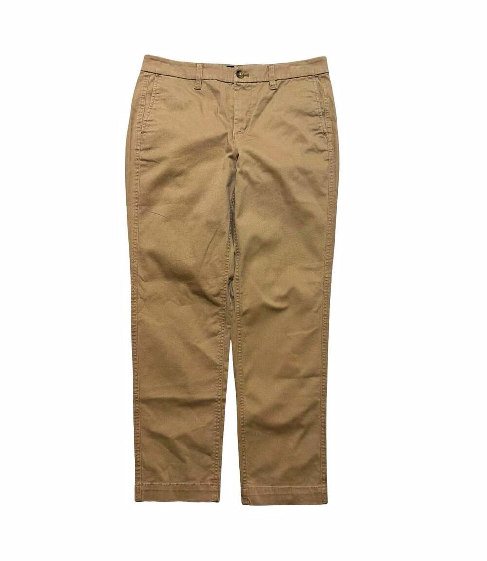 J.Crew High Rise Girlfriend Chino Pants Beige Cotton Blend Flat Front Zip